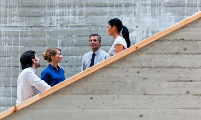 people on stairs